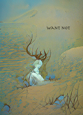 you draw the lesser stag in the past position. an abstract white stag struggles into view